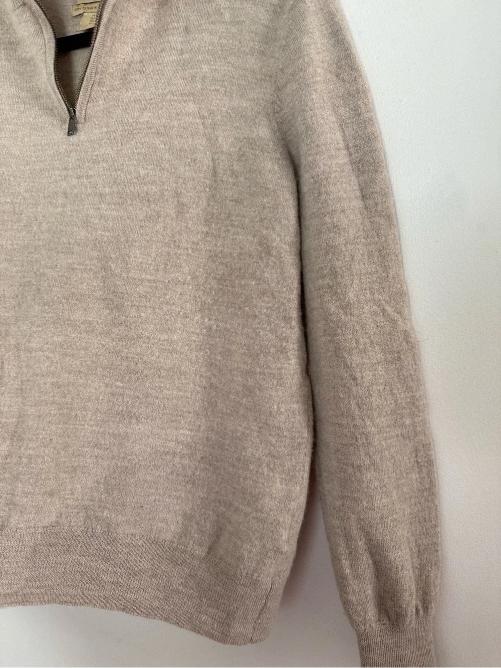 Telluride Clothing Co Men’s L 100% Merino Wool Quarter Zip Sweater Taupe